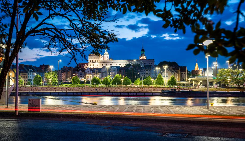 Zamek Książąt Pomorskich w Szczecinie widziany z Łasztowni